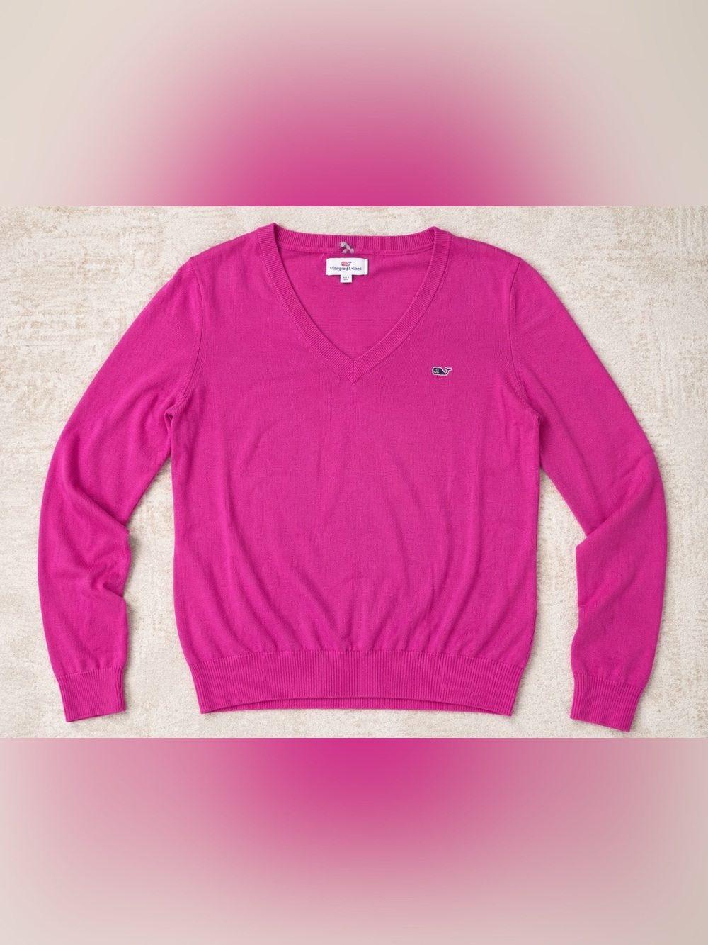 Vineyard Vines Women's V-Neck Sweater in Fuchsia Pink